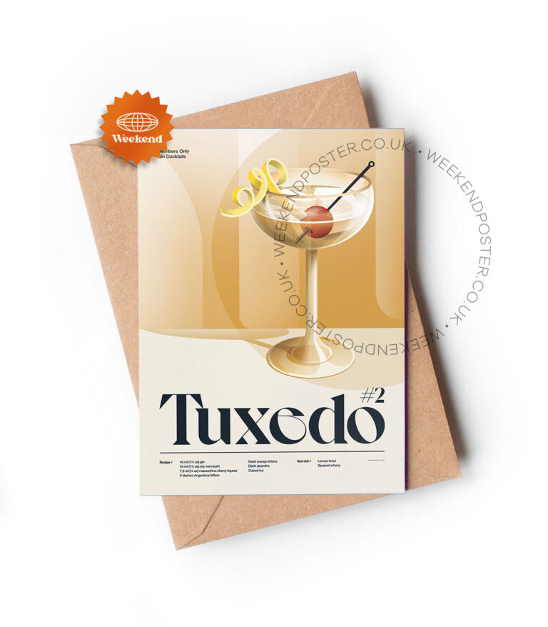 Mid-century retro Tuxedo #2 Cocktail greeting card