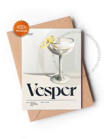 Mid-century retro Vesper Cocktail greeting card