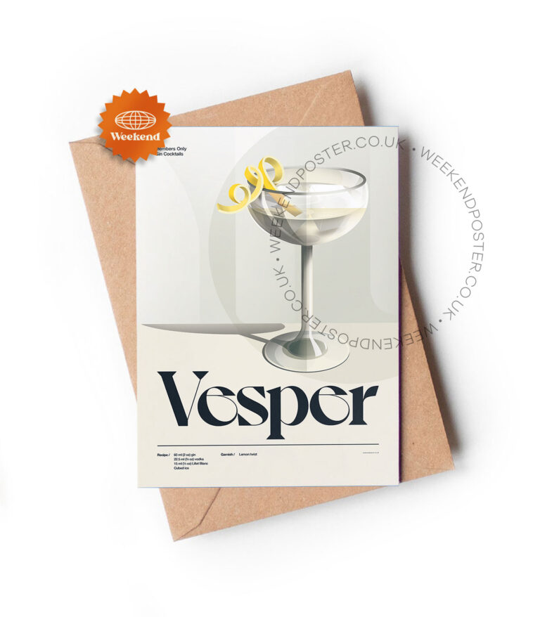 Mid-century retro Vesper Cocktail greeting card