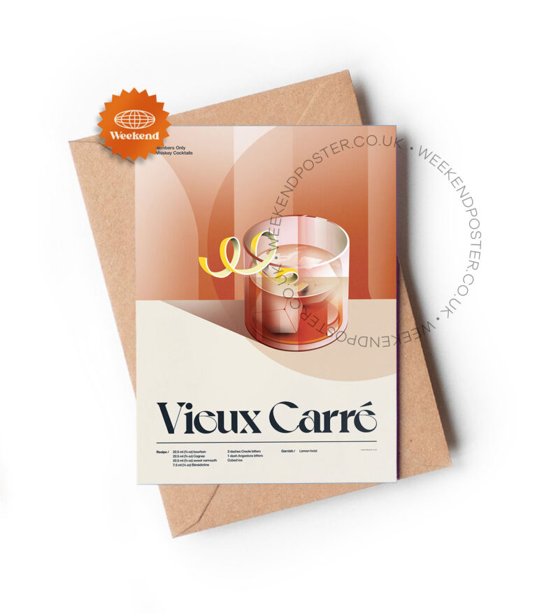 Mid-century retro Vieux Carre Cocktail greeting card