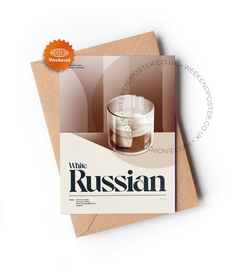 Mid-century retro White Russian Cocktail greeting card