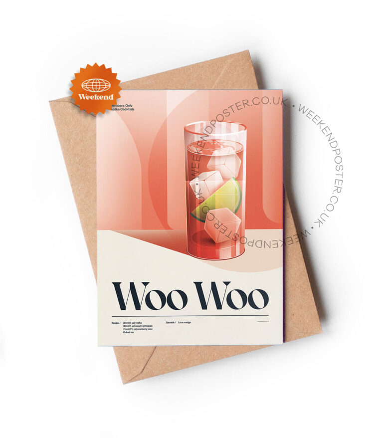 Mid-century retro Woo Woo Cocktail greeting card