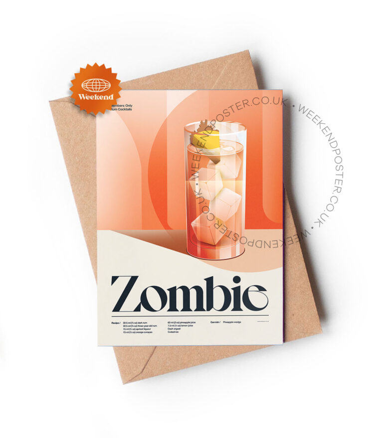 Mid-century retro Zombie Cocktail greeting card