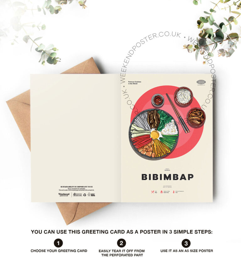 Mid-century modern Bibimbap recipe greeting card