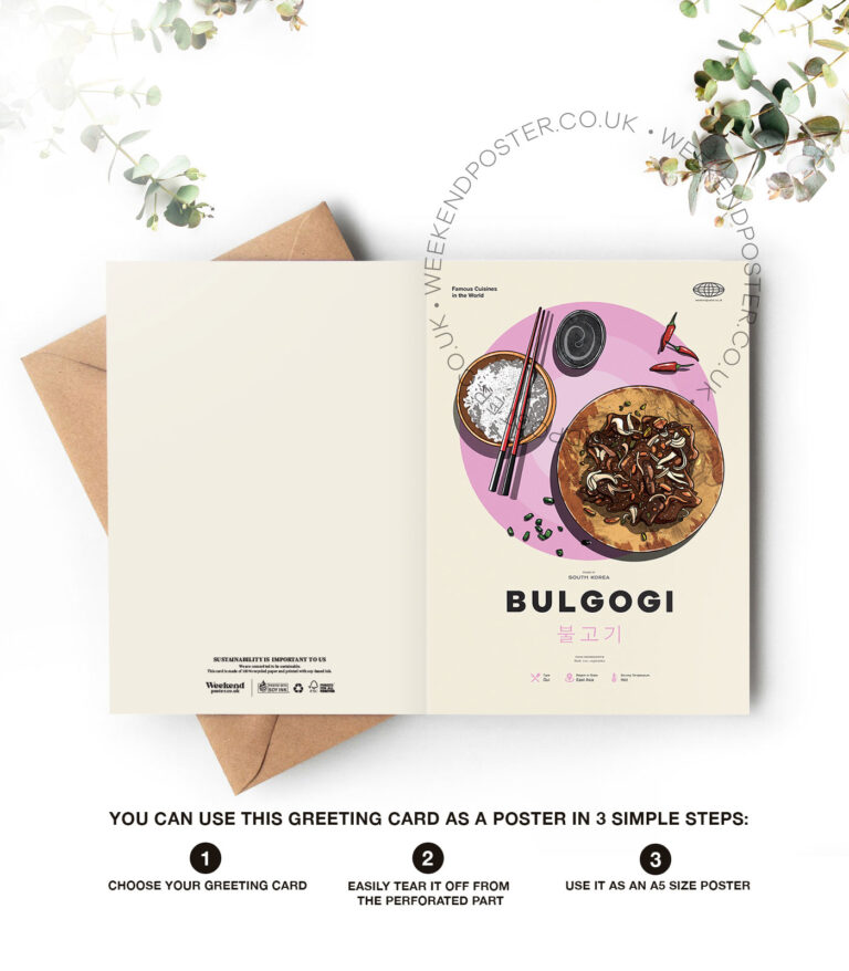 Mid-century modern Bulgogi recipe greeting card