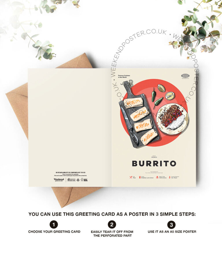 Mid-century modern Burrito recipe greeting card
