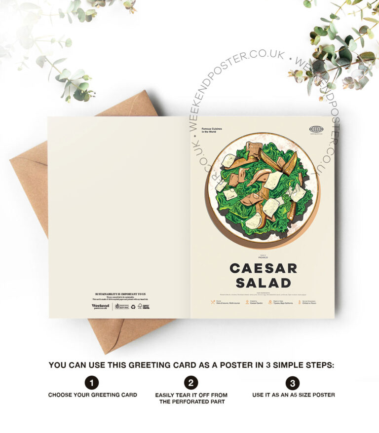 Mid-century modern Caesar Salad recipe greeting card