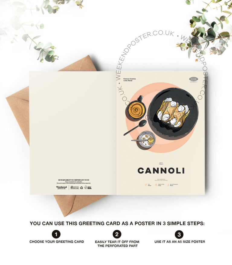 Mid-century modern Cannoli recipe greeting card