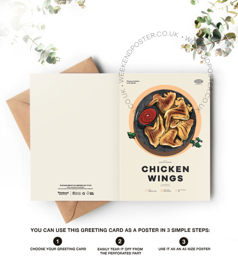 Mid-century modern Chicken Wings recipe greeting card