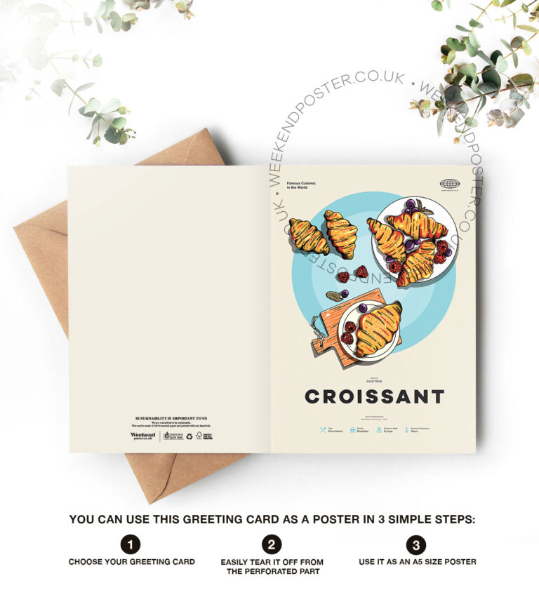 Mid-century modern Croissant recipe greeting card