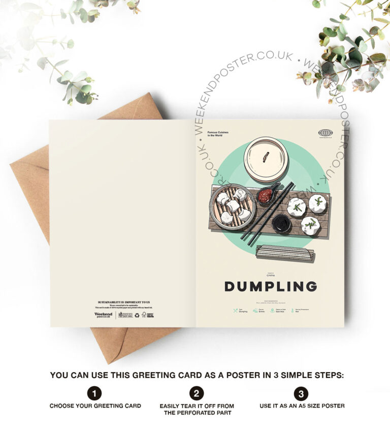 Mid-century modern Dumpling recipe greeting card