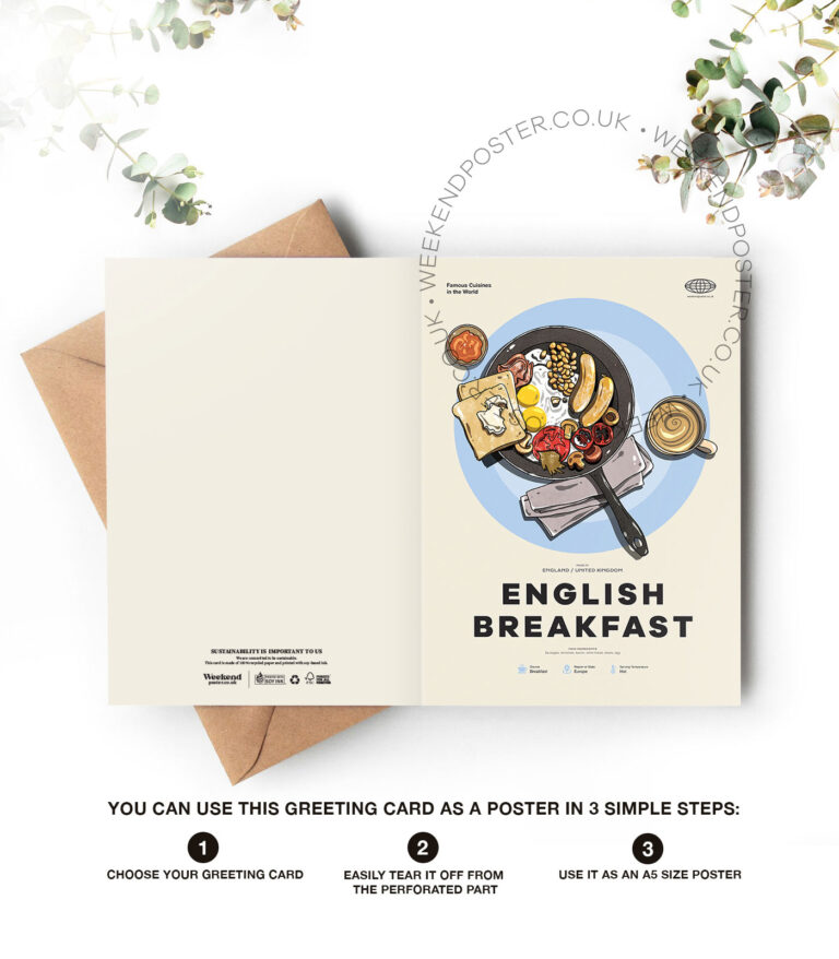 Mid-century modern English Breakfast recipe greeting card
