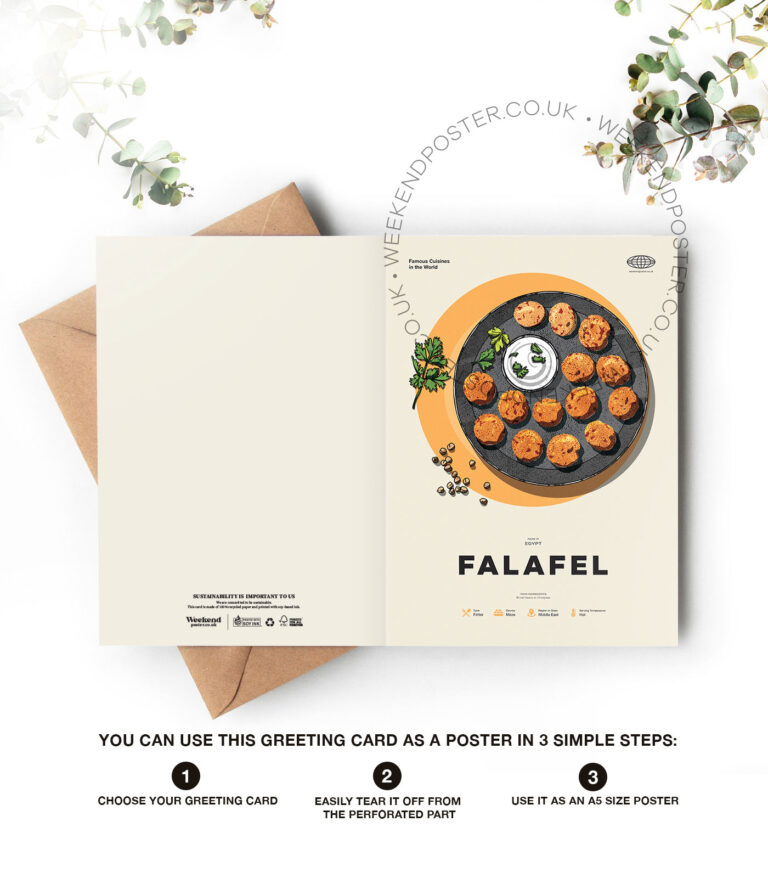 Mid-century modern Falafel recipe greeting card
