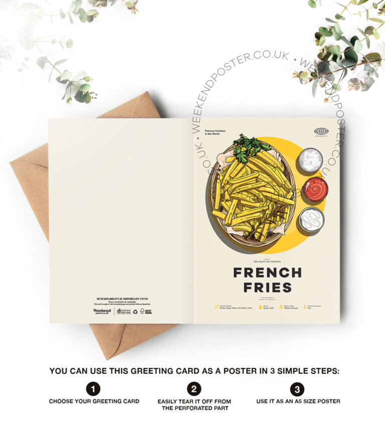Mid-century modern French Fries recipe greeting card