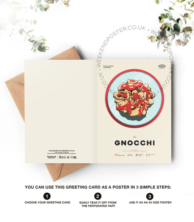 Mid-century modern Gnocchi recipe greeting card