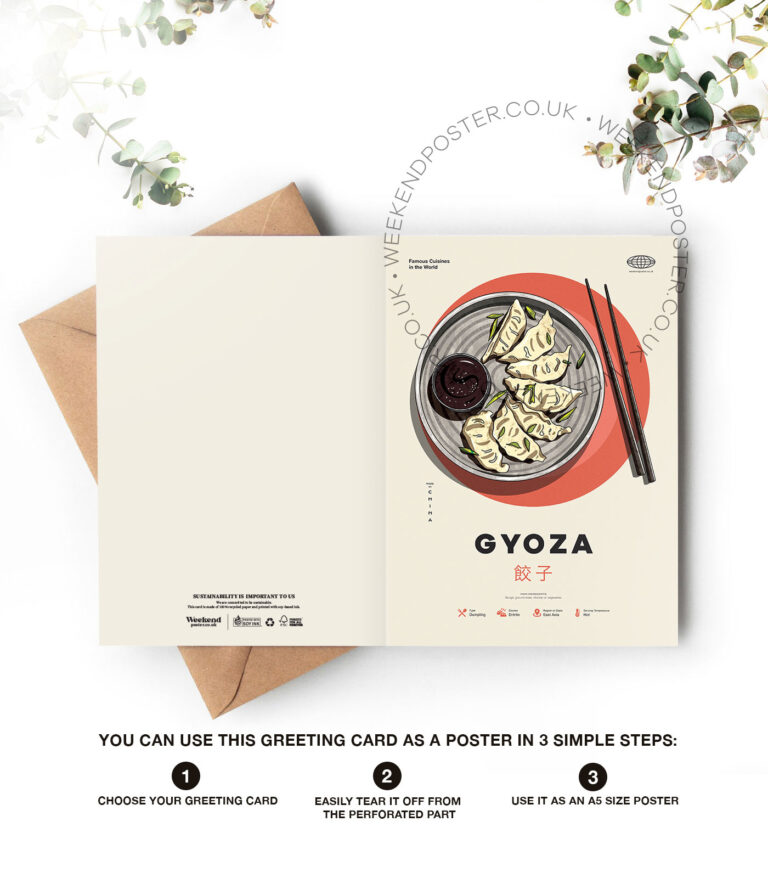 Mid-century modern Gyoza recipe greeting card