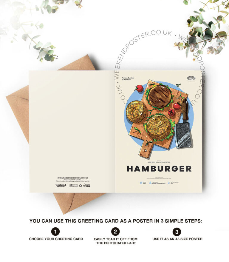 Mid-century modern Hamburger recipe greeting card