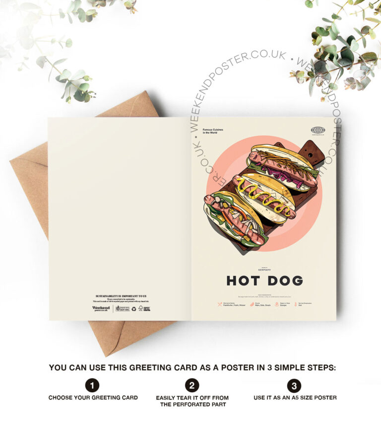 Mid-century modern Hot Dog recipe greeting card