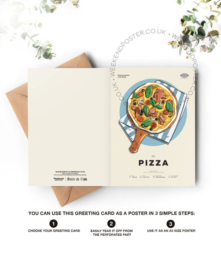 Mid-century modern Pizza recipe greeting card