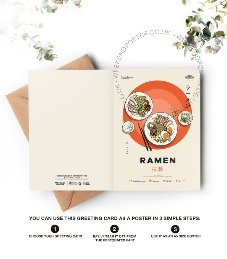 Mid-century modern Ramen recipe greeting card