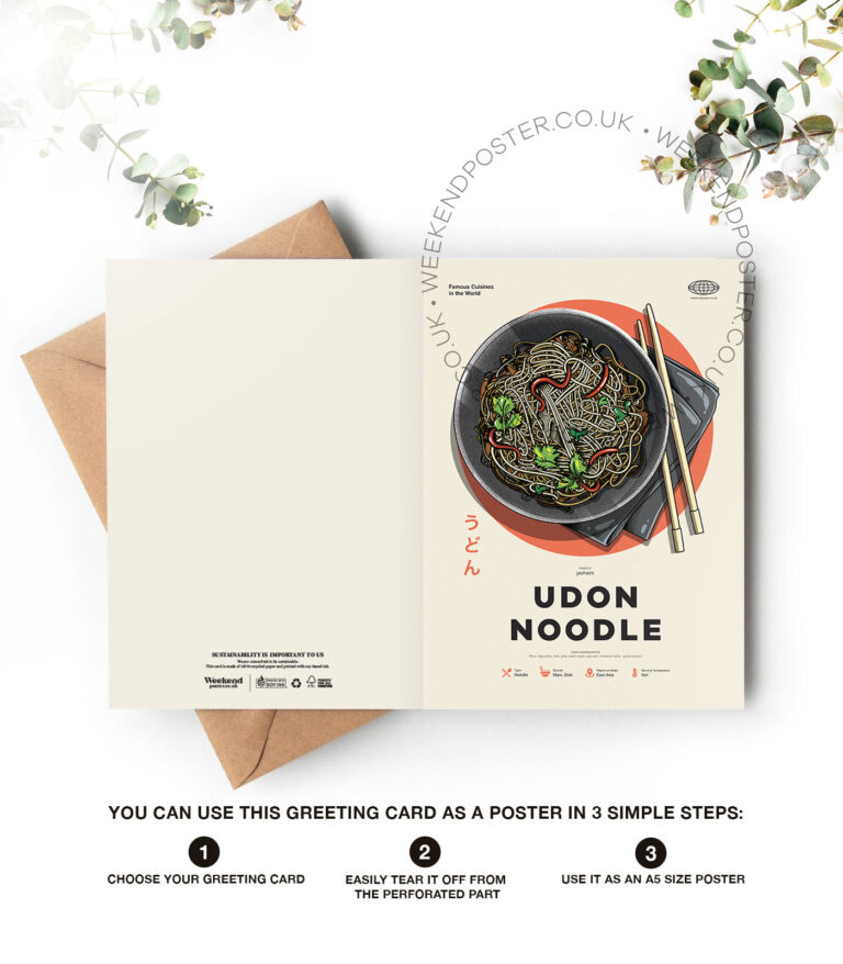 Mid-century modern Udon Noodle recipe greeting card
