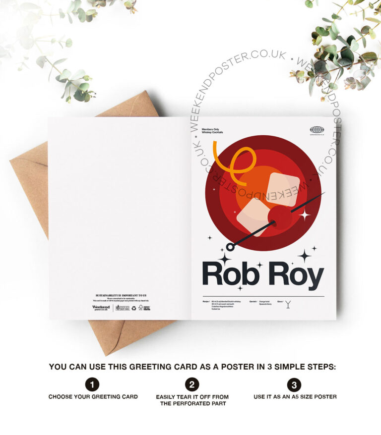 Mid-century modern Rob Roy Cocktail greeting card