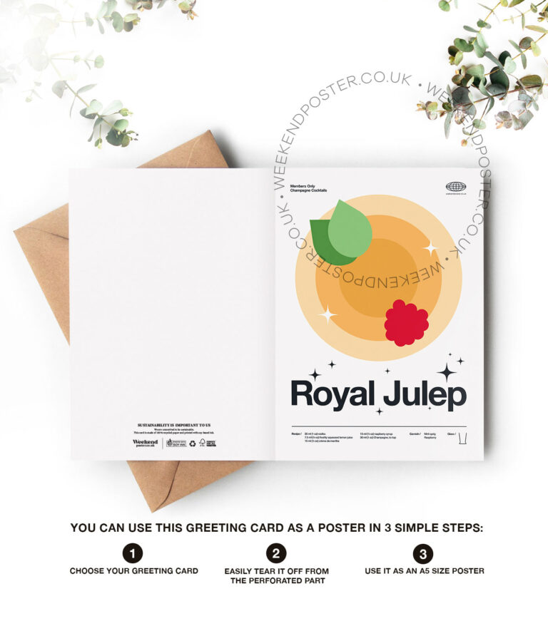 Mid-century modern Royal Julep Cocktail greeting card