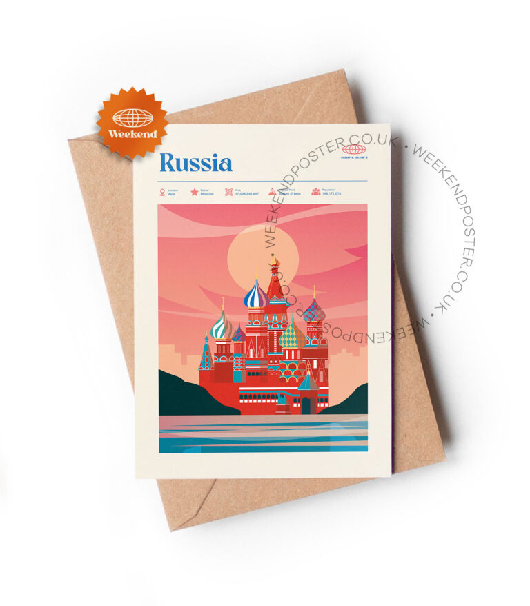 Mid-century modern Russia retro travel greeting card