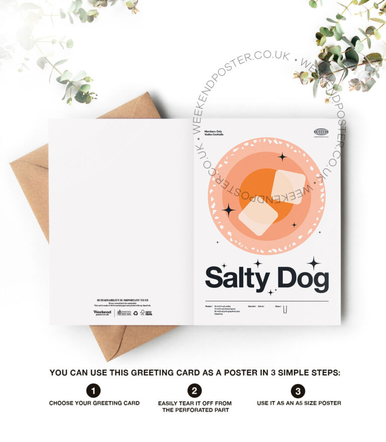Mid-century modern Salty Dog Cocktail greeting card