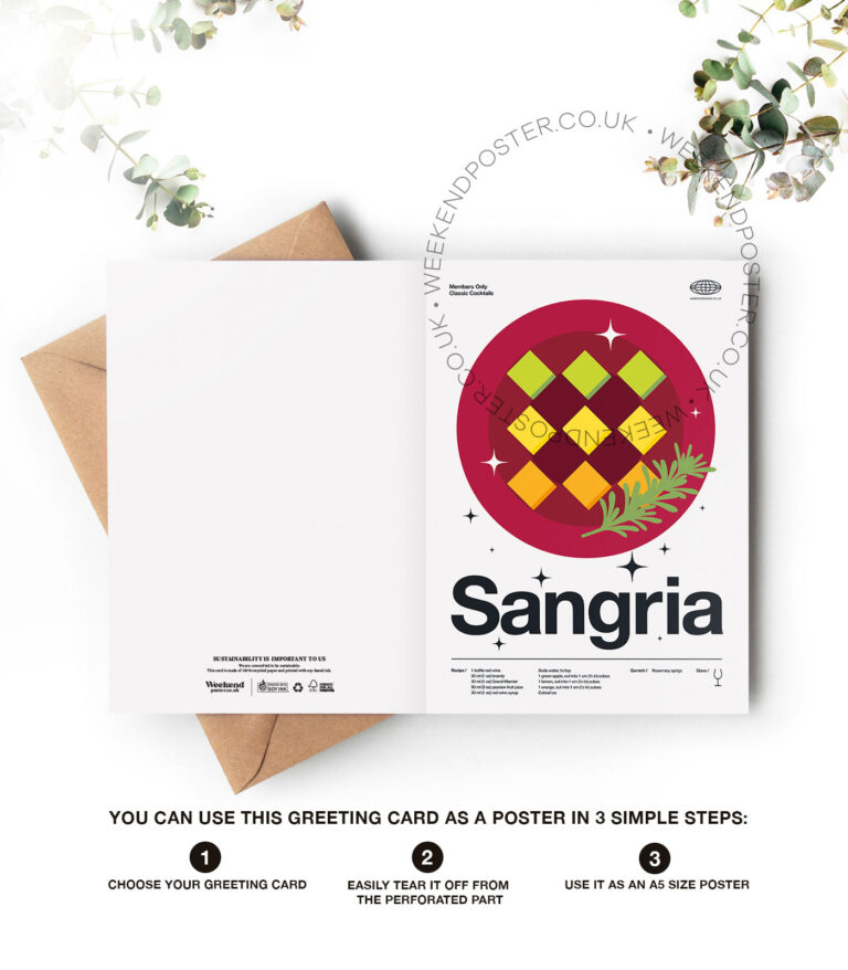 Mid-century modern Sangria Cocktail greeting card