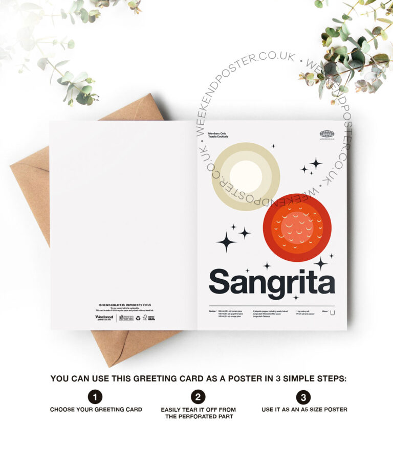 Mid-century modern Sangrita Cocktail greeting card