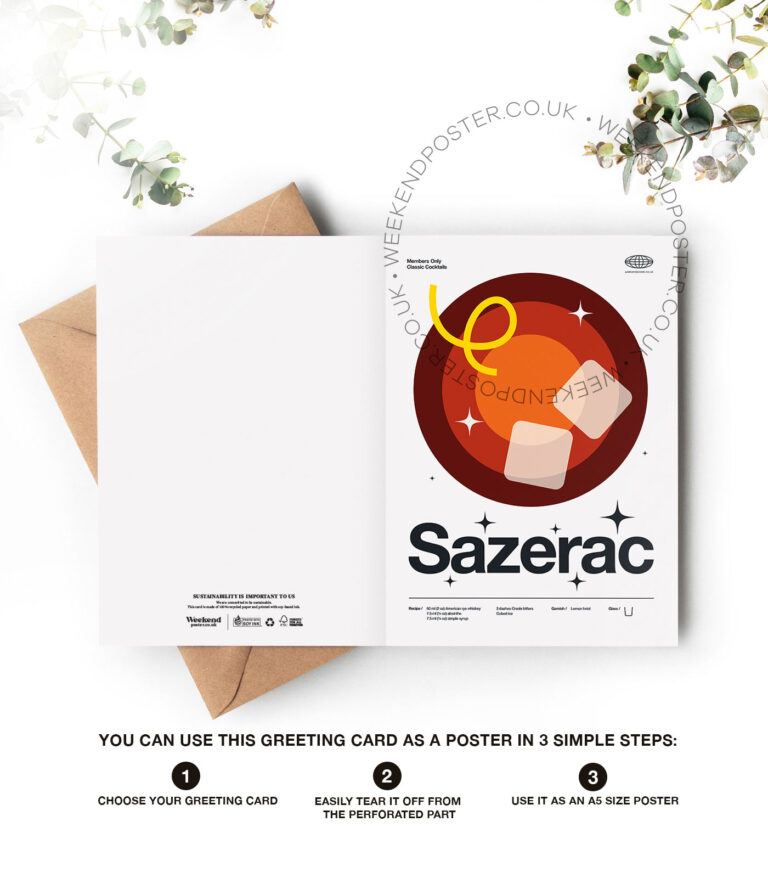 Mid-century modern Sazerac Cocktail greeting card