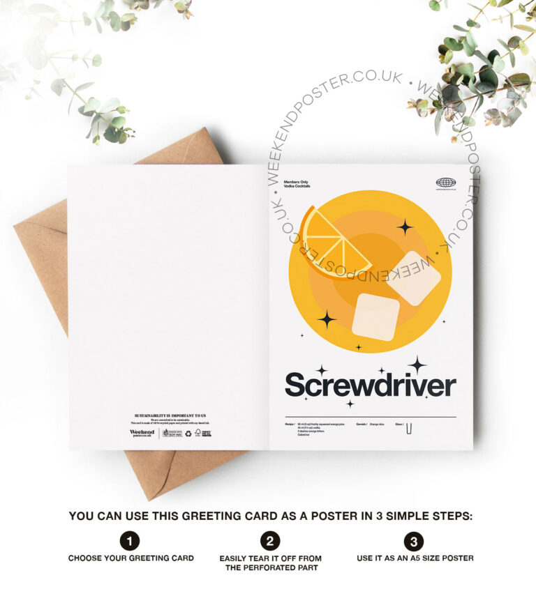 Mid-century modern Screwdriver Cocktail greeting card