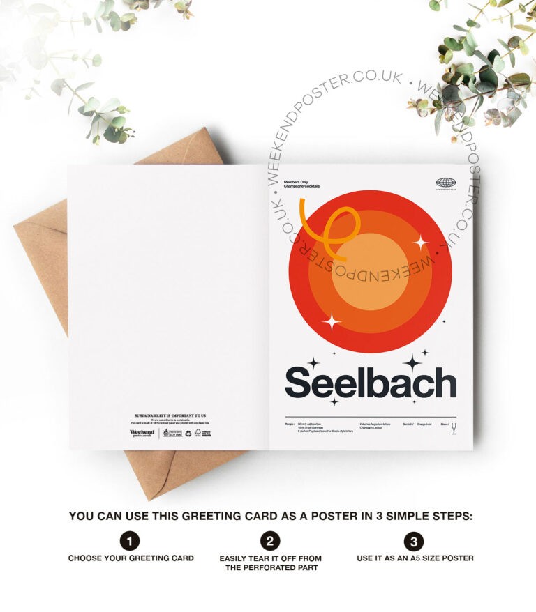 Mid-century modern Seelbach Cocktail greeting card