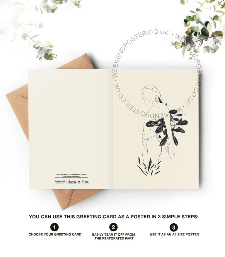 Abstract Floral Woman line art greeting card