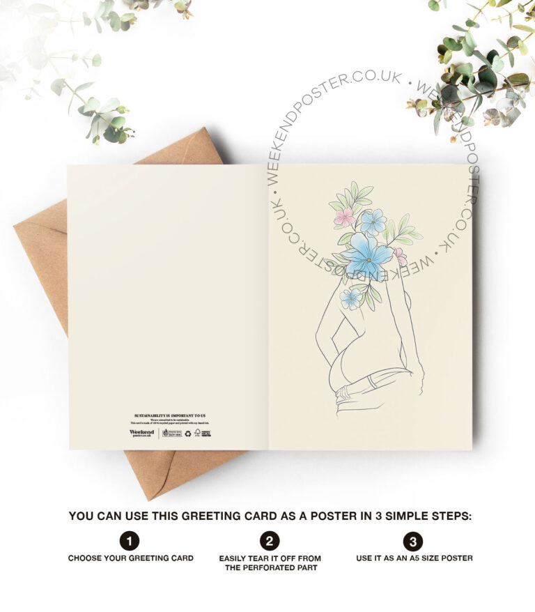 Abstract Floral Woman line art greeting card