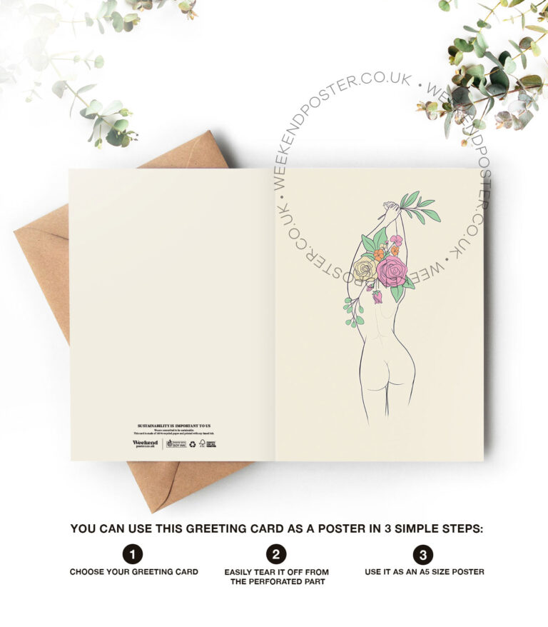 Abstract Floral Woman line art greeting card