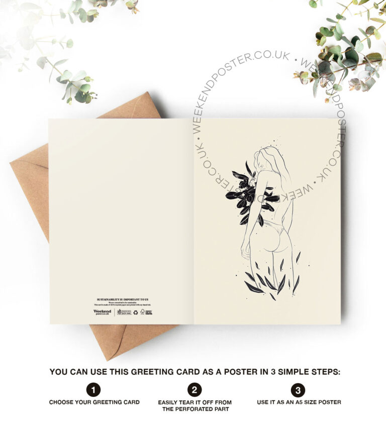 Abstract Floral Woman line art greeting card