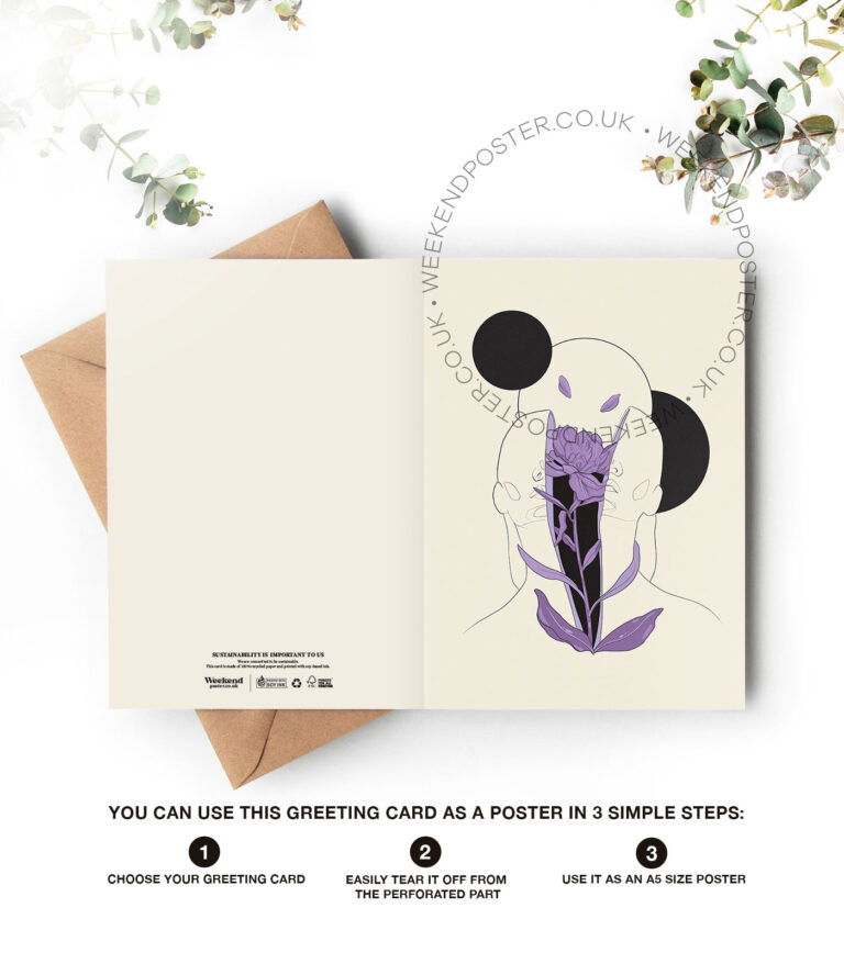 Floral Man Abstract line art greeting card