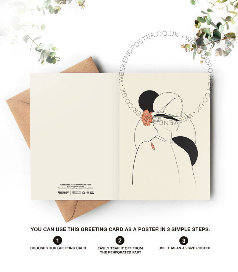 Floral Woman Abstract line art greeting card