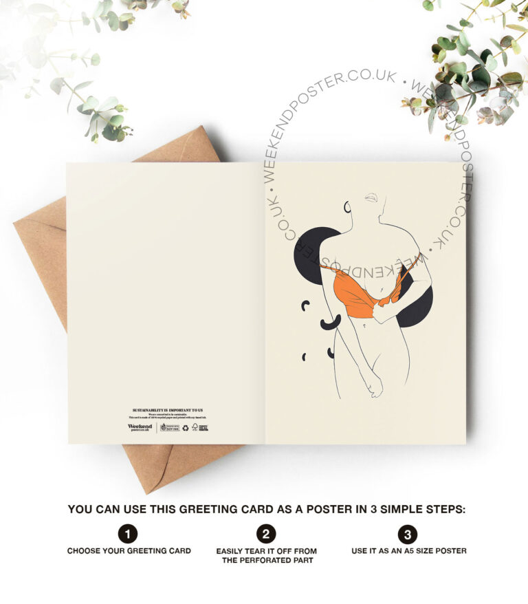 Intimate Posing Woman line art greeting card