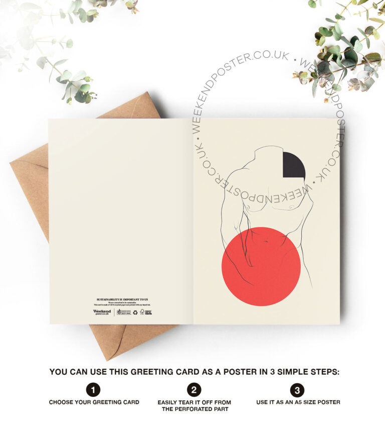 Sexy Muscle Man line art greeting card