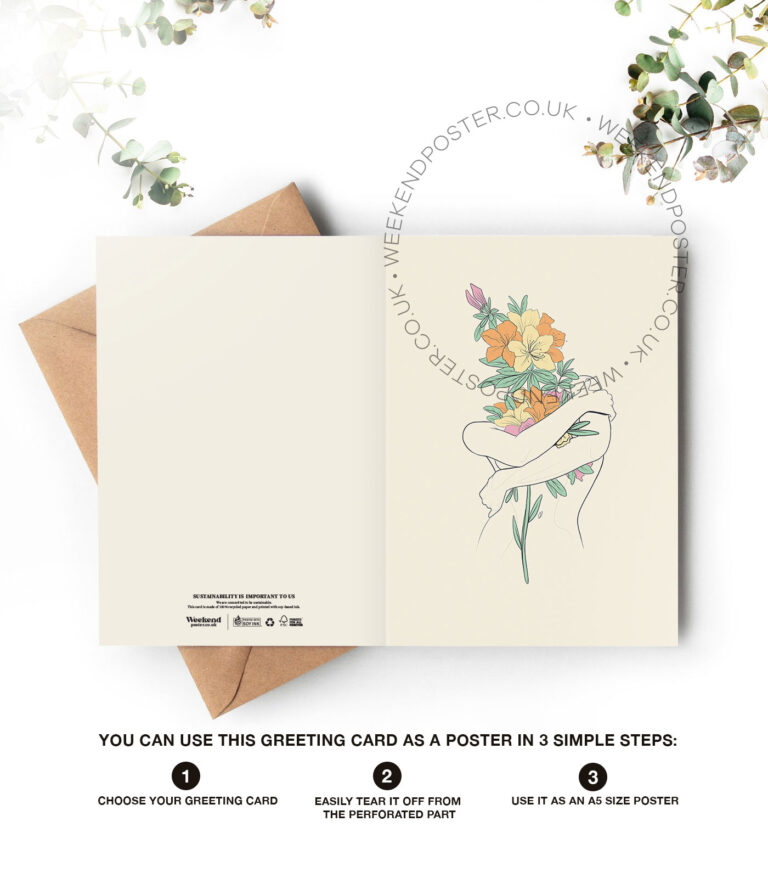Abstract Floral Woman line art greeting card