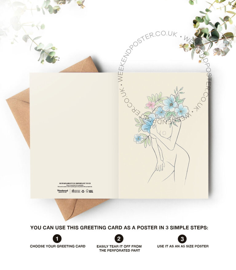 Abstract Floral Woman line art greeting card