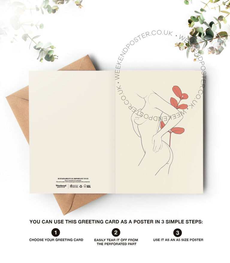 Sexy Floral Woman line art greeting card