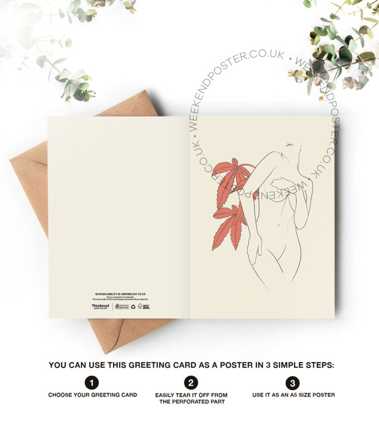 Sexy Floral Woman line art greeting card