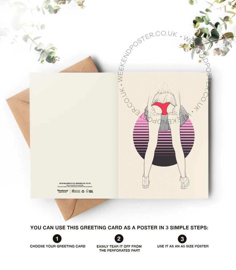 Sexy Middle Finger Woman line art greeting card