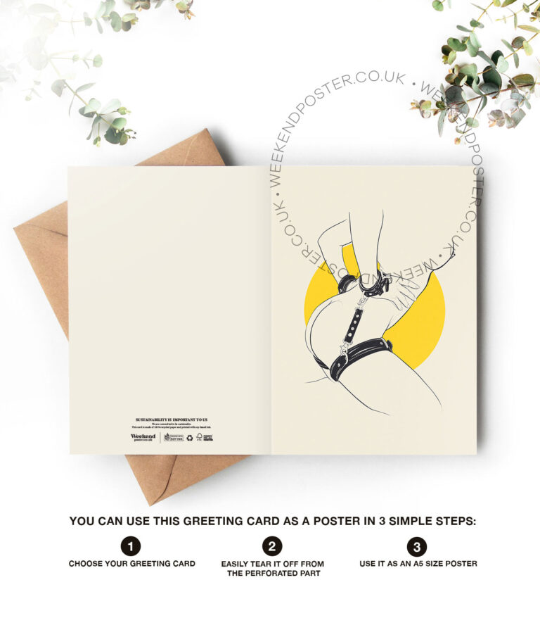 Sexy Naked Handcuff Women line art greeting card