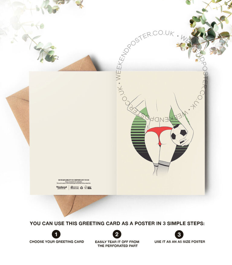 Sexy Woman Football line art greeting card