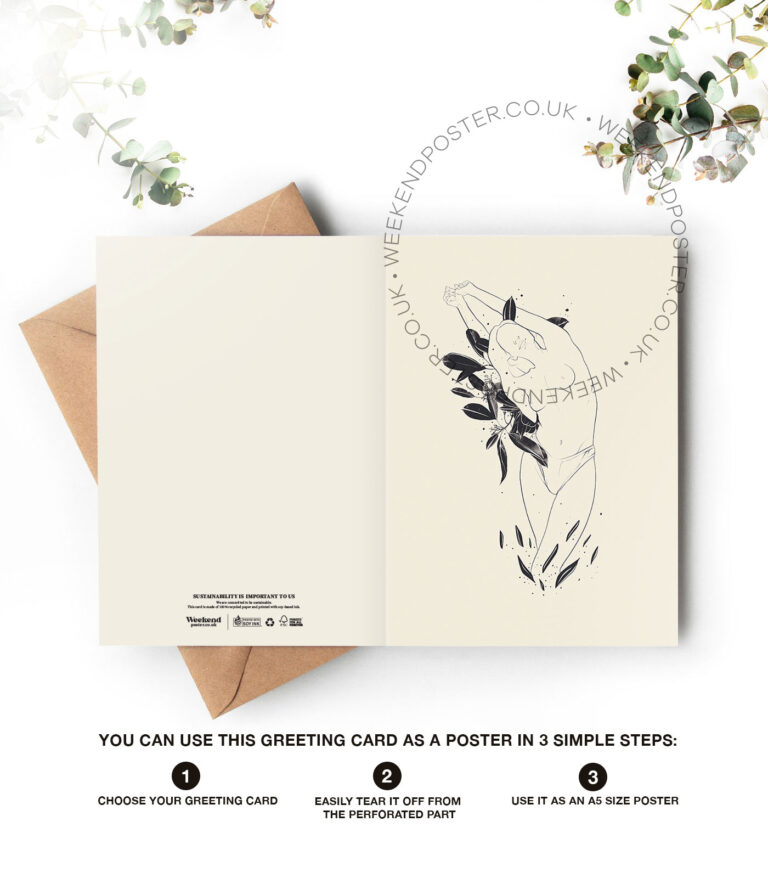 Abstract Floral Woman line art greeting card